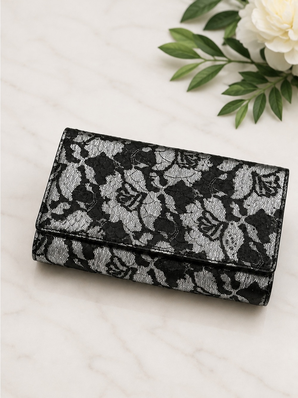 Jilly New York Clutch Exotic Skin Floral Lace Bag